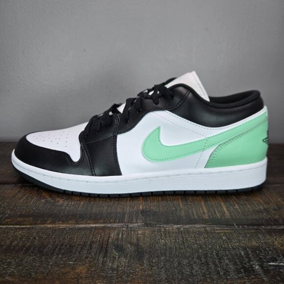 NEW Nike Air Jordan 1 Low Mens Size 13 Shoes Green Glow Black White 553558-131 - Picture 7 of 12